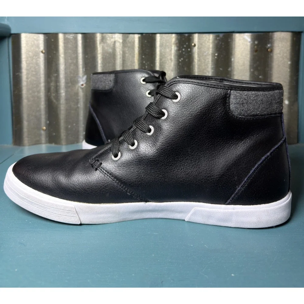Nautica Breakwater Mens 1 1 Black Genuine Leather Hi-Top Chukka Sneaker Boot